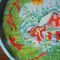 Vintage Christmas tray | Vintage tin tray | Vintage Santa Claus tin tray | Vintage tray | Made in Finland