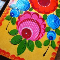 Vintage cutting board | Vintage folk art cutting board | Vintage handpainted food board | Khokhloma cutting board