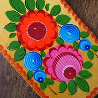 Vintage cutting board | Vintage folk art cutting board | Vintage handpainted food board | Khokhloma cutting board