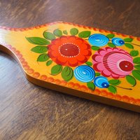 Vintage cutting board | Vintage folk art cutting board | Vintage handpainted food board | Khokhloma cutting board