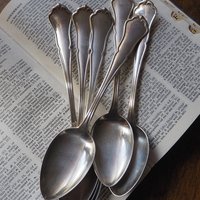 Set of six vintage spoons | Vintage spoons | Vintage alpacca silver spoons | Vintage alpacca spoons