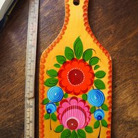 Vintage cutting board | Vintage folk art cutting board | Vintage handpainted food board | Khokhloma cutting board