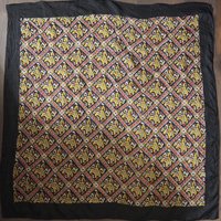 Vintage silk scarf | Vintage scarf | Black, red and yellow silk scarf | Colourful silk scarf