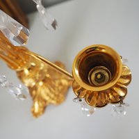 Vintage crystal candelabra | Vintage two arm candelabra | Gold plated candelabra | Vintage candelabra