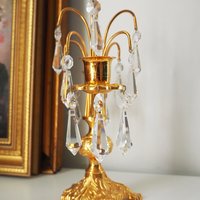 Vintage crystal candelabra | Vintage two arm candelabra | Gold plated candelabra | Vintage candelabra