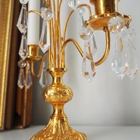 Vintage crystal candelabra | Vintage two arm candelabra | Gold plated candelabra | Vintage candelabra