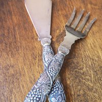 Vintage alpacca silver serving utensils | Alpacca silver serving utensils | Vintage serving set | 1950s serving set