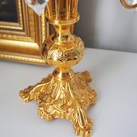 Vintage crystal candelabra | Vintage two arm candelabra | Gold plated candelabra | Vintage candelabra