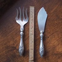 Vintage serving utensils | Small alpacca silver serving utensils | Vintage serving set | Alpaca silver serving utensils