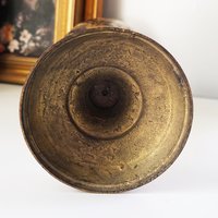 Vintage brass vase | Large vintage vase | Black brass vase | Etched floral brass vase black
