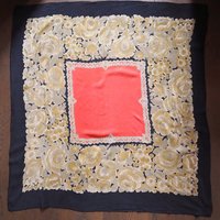 Vintage silk scarf | Floral silk scarf | Large vintage silk scarf | Square silk scarf