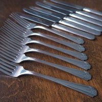 Vintage cutlery set for six | Silver plated cutlery set | Vintage silver plated forks and knives | Camden cutlery set