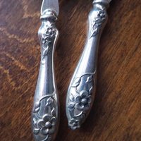Vintage serving utensils | Small alpacca silver serving utensils | Vintage serving set | Alpaca silver serving utensils