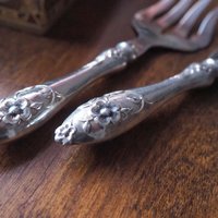 Vintage serving utensils | Small alpacca silver serving utensils | Vintage serving set | Alpaca silver serving utensils