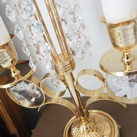 Vintage crystal candelabra | Vintage two arm candelabra | Gold plated candelabra | Vintage candelabra