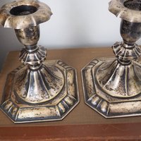 Set of two vintage candlestick holders | Silver plated candlestick holders | Ornate silver candlestick holders | Made in Finland