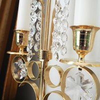 Vintage crystal candelabra | Vintage two arm candelabra | Gold plated candelabra | Vintage candelabra