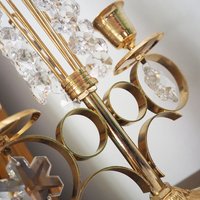 Vintage crystal candelabra | Vintage two arm candelabra | Gold plated candelabra | Vintage candelabra
