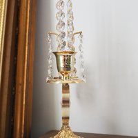 Vintage crystal candelabra | Vintage two arm candelabra | Gold plated candelabra | Vintage candelabra