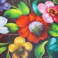 Vintage floral metal tray | Large handpainted floral tray | Vintage floral tray | Vintage Zhostovo tray