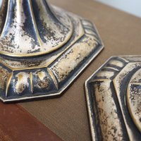 Set of two vintage candlestick holders | Silver plated candlestick holders | Ornate silver candlestick holders | Made in Finland