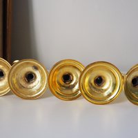 Set of five vintage candlestick holders | Gold plated candle holders | Vintage candle holder set | Made in England