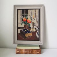Vintage needlepoint wall art | Religious needlepoint | Scandinavian wall art | Needlepoint wall hanging | Wool needlepoint