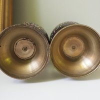 Set of two vintage vases | Brass vases | Matching vintage vases | Etched brass and black vases | Pastel vases