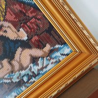 Vintage needlepoint wall art | Religious needlepoint | Scandinavian wall art | Needlepoint wall hanging | Wool needlepoint