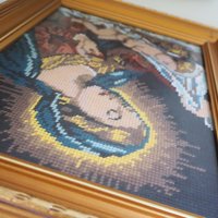 Vintage needlepoint wall art | Religious needlepoint | Scandinavian wall art | Needlepoint wall hanging | Wool needlepoint