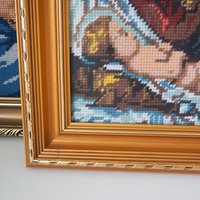 Vintage needlepoint wall art | Religious needlepoint | Scandinavian wall art | Needlepoint wall hanging | Wool needlepoint
