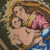 Vintage needlepoint wall art | Religious needlepoint | Scandinavian wall art | Needlepoint wall hanging | Wool needlepoint