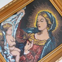 Vintage needlepoint wall art | Religious needlepoint | Scandinavian wall art | Needlepoint wall hanging | Wool needlepoint
