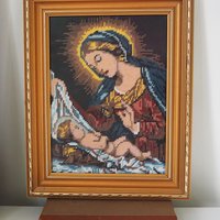 Vintage needlepoint wall art | Religious needlepoint | Scandinavian wall art | Needlepoint wall hanging | Wool needlepoint