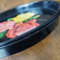 Set of two vintage trays | Vintage rose trays | Vintage floral metal serving tray | Retro trays