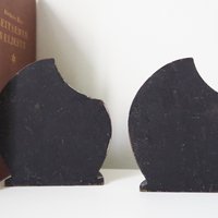 Vintage bookends | Vintage cast iron bookends | Pair of black bookends | Vintage bookends moon