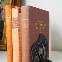 Vintage bookends | Vintage cast iron bookends | Pair of black bookends | Vintage bookends moon