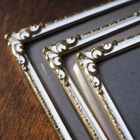 Set of three vintage photo frames | Set of three matching vintage frames | Vintage brass picture frames | Brass and white frames