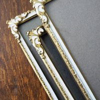 Set of three vintage photo frames | Set of three matching vintage frames | Vintage brass picture frames | Brass and white frames