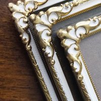 Set of three vintage photo frames | Set of three matching vintage frames | Vintage brass picture frames | Brass and white frames