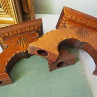 Set of two vintage wooden candlestick holders | Wooden candle holders | Rustic wooden candlestick holders
