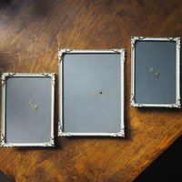 Set of three vintage photo frames | Set of three matching vintage frames | Vintage brass picture frames | Brass and white frames