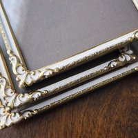 Set of three vintage photo frames | Set of three matching vintage frames | Vintage brass picture frames | Brass and white frames
