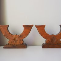 Set of two vintage wooden candlestick holders | Wooden candle holders | Rustic wooden candlestick holders