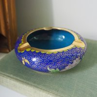 Vintage Cloisonné ashtray | Enameled brass ashtray | Vintage ashtray | Cloisonné ashtray