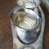 Vintage alpacca creamer and sugar bowl set | Vintage alpacca silver creamer and sugar set | Vintage creamer and sugar bowl set