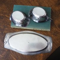 Vintage alpacca creamer and sugar bowl set | Vintage alpacca silver creamer and sugar set | Vintage creamer and sugar bowl set