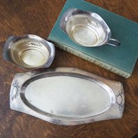 Vintage alpacca creamer and sugar bowl set | Vintage alpacca silver creamer and sugar set | Vintage creamer and sugar bowl set