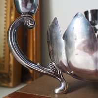 Vintage three arm candelabra | Footed lotus bowl candelabrum | Three arm candlestick holder | Vintage candelabrum | Leonard Silver plate