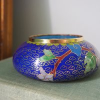Vintage Cloisonné ashtray | Enameled brass ashtray | Vintage ashtray | Cloisonné ashtray